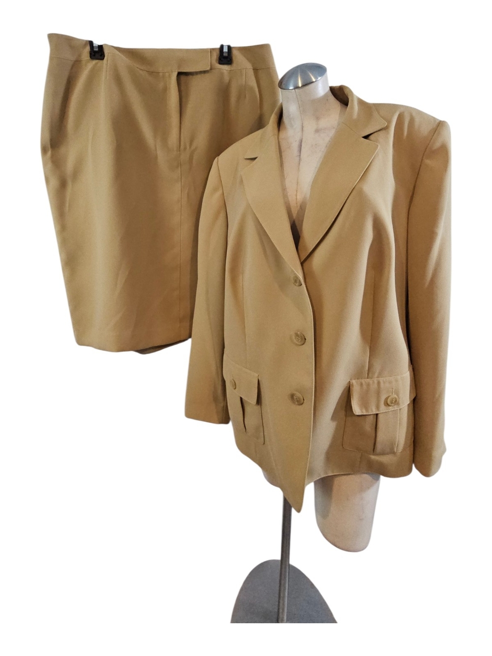 Emily... Women's 20W Khaki Blazer & Skirt Suit 2 Piece Career Professional
